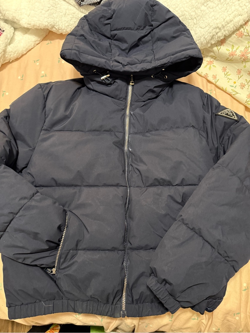 Guess Navy Hooded Puffer Jacket